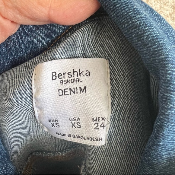 Bershka Girl BSKGIRL Denim Jacket Patches Stars Jean Jacket Girls Size XS - Picture 2 of 11